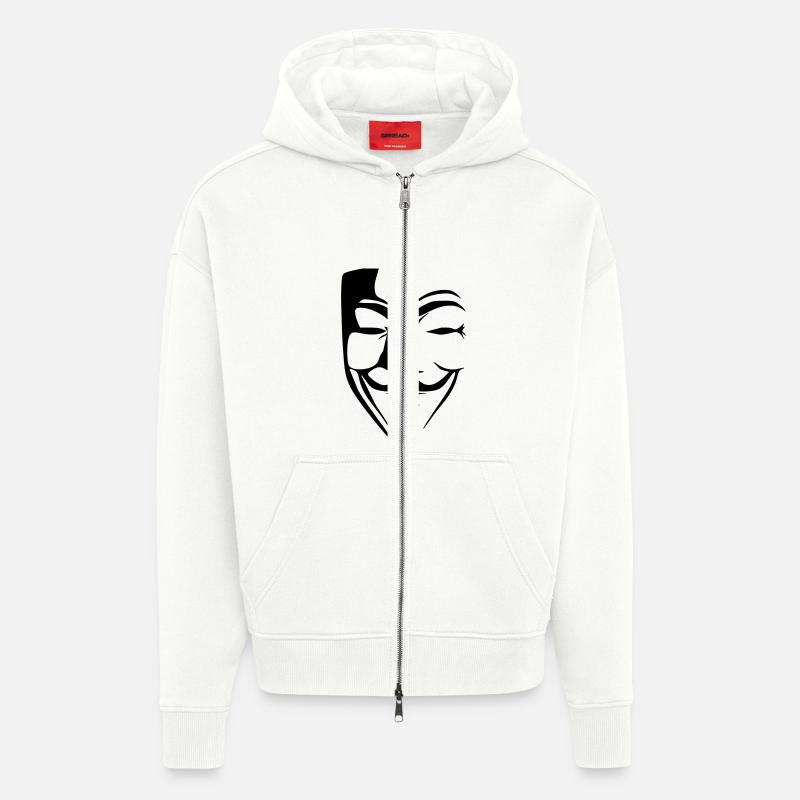 anónimo anonymous - Zip Hoodie - made by SPREAD - OFF WHITE