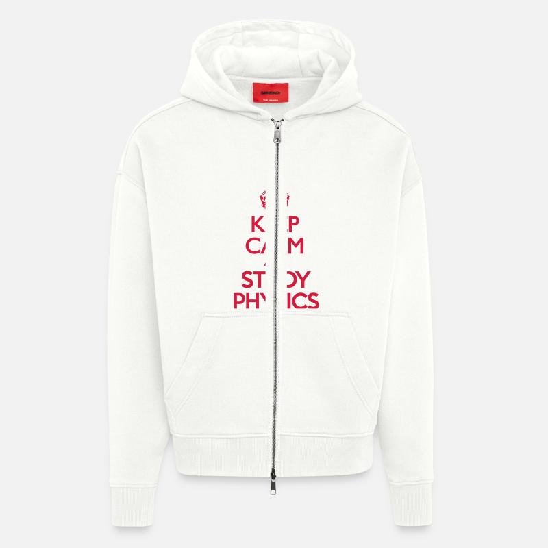 Keep Calm and Study Physics - Veste à capuche bio épaisse oversize fabriqué en UE - OFF WHITE