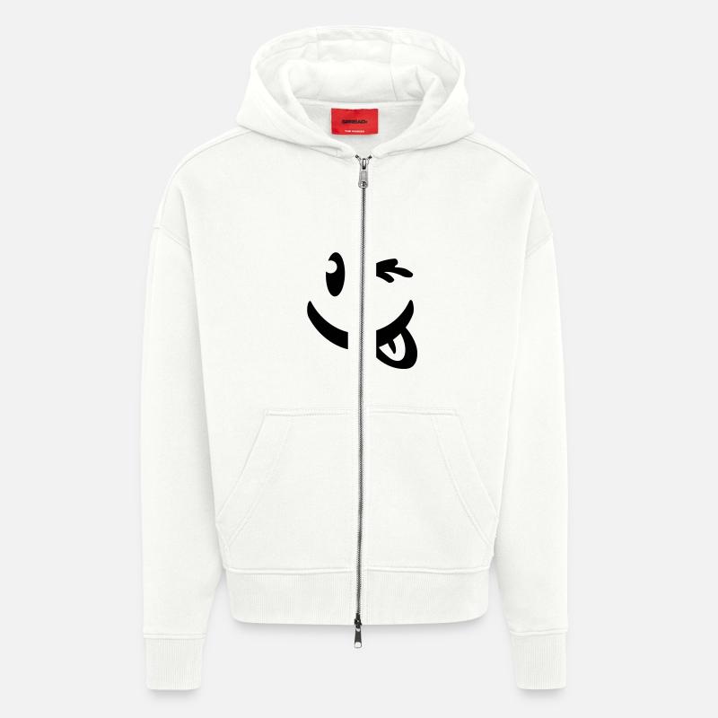 smiley_illu_c1 - Veste à capuche bio épaisse oversize fabriqué en UE - OFF WHITE