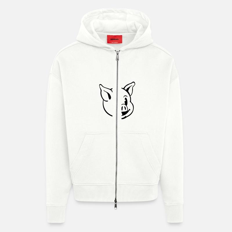 pig_comic_t1 - Zip Hoodie - made by SPREAD - OFF WHITE