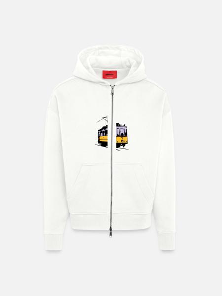 Strassenbahn / Tram - Zip Hoodie - made by SPREAD - OFF WHITE