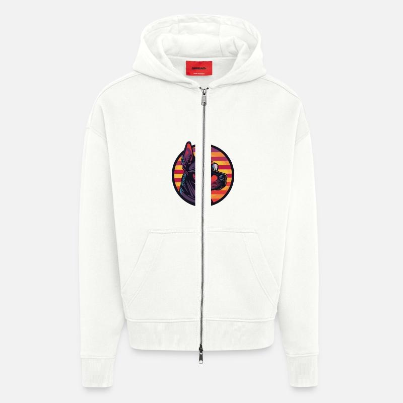Dobermann Hund Cool Comic - Zip Hoodie - made by SPREAD - OFF WHITE