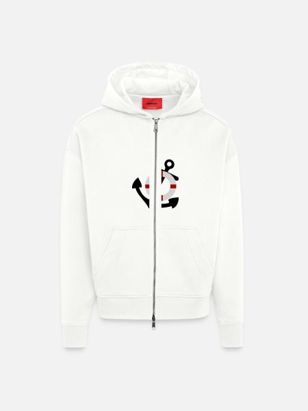 Anker mit Rettungsring - Zip Hoodie - made by SPREAD - OFF WHITE