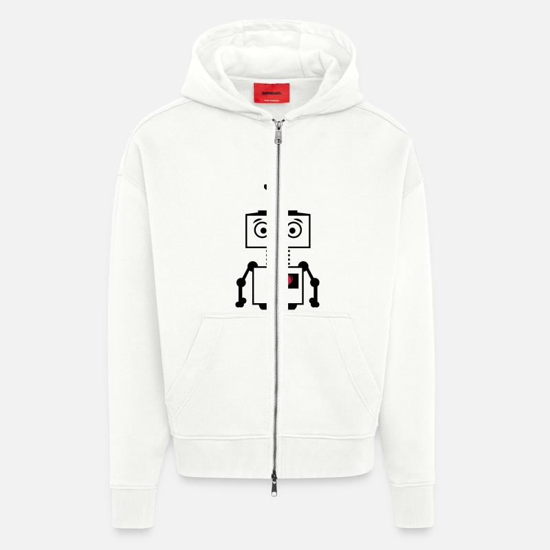 roboter_herz_2 - Veste à capuche bio épaisse oversize fabriqué en UE - OFF WHITE
