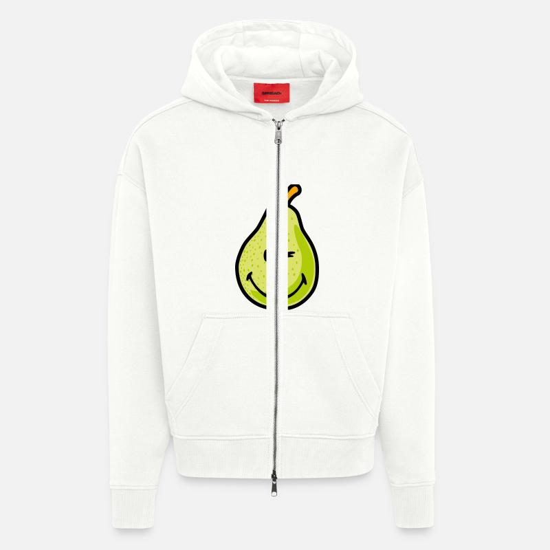 Smiley Pear - Veste à capuche bio épaisse oversize fabriqué en UE - OFF WHITE