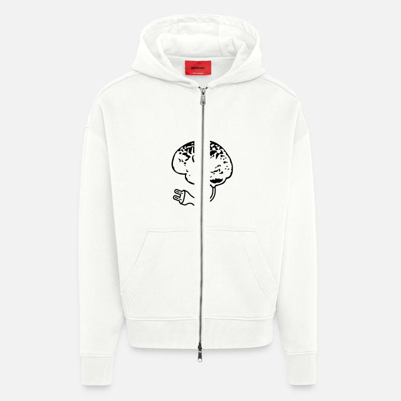Brain Plug - Veste à capuche bio épaisse oversize fabriqué en UE - OFF WHITE