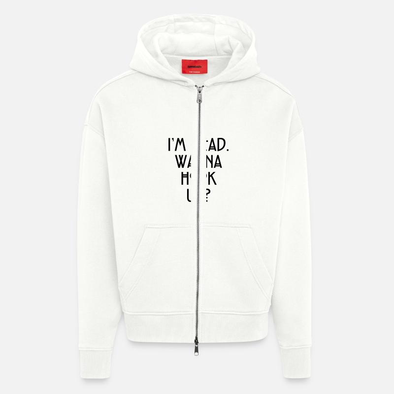 I'm dead. Wanna hook up? - Veste à capuche bio épaisse oversize fabriqué en UE - OFF WHITE