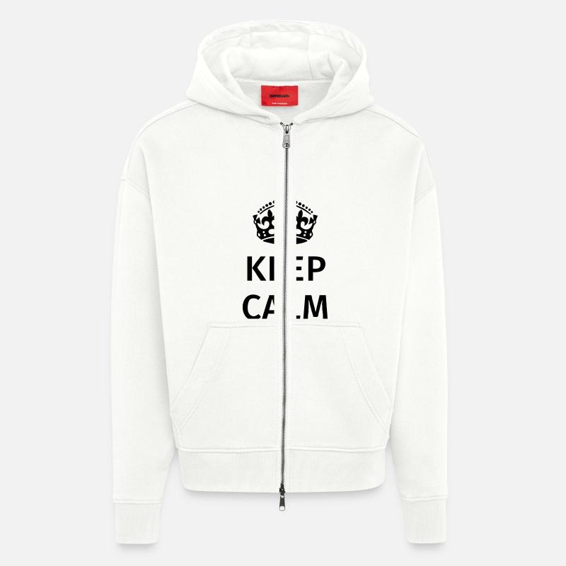 Keep Calm - Veste à capuche bio épaisse oversize fabriqué en UE - OFF WHITE