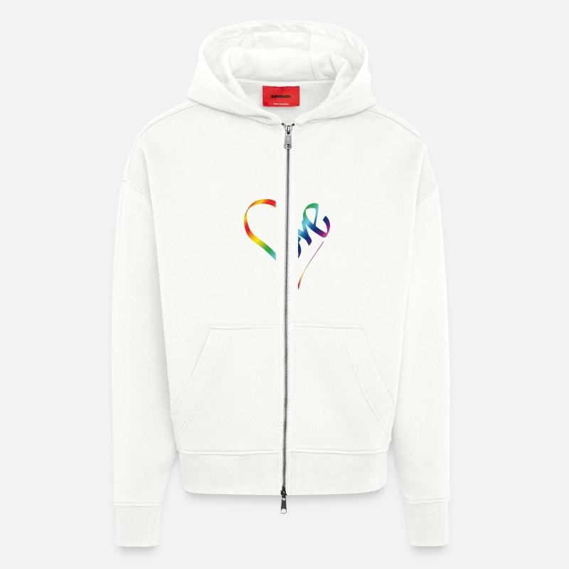 Rainbow Love - Veste à capuche bio épaisse oversize fabriqué en UE - OFF WHITE