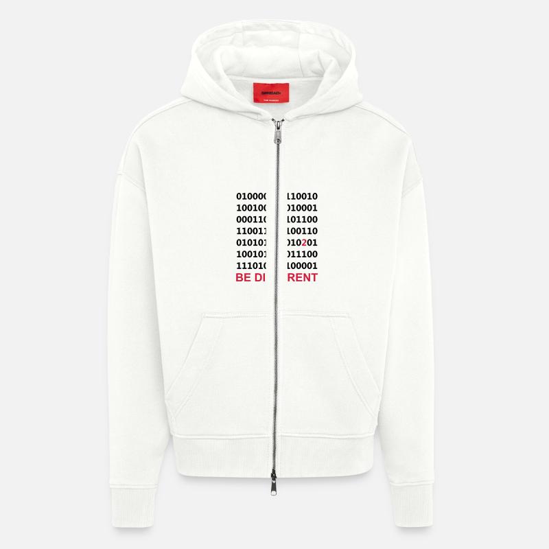 Be Different - Binary - Digital - Zip Hoodie - made by SPREAD - OFF WHITE