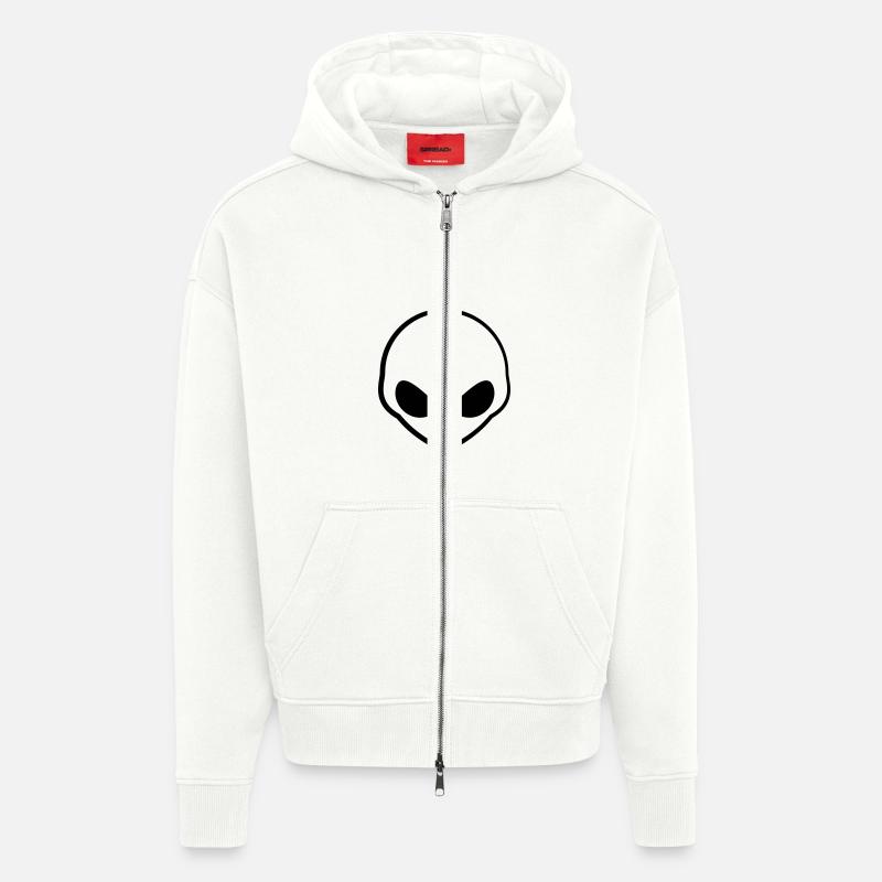 Cool Grey Alien Kopf Logo - Zip Hoodie - made by SPREAD - OFF WHITE