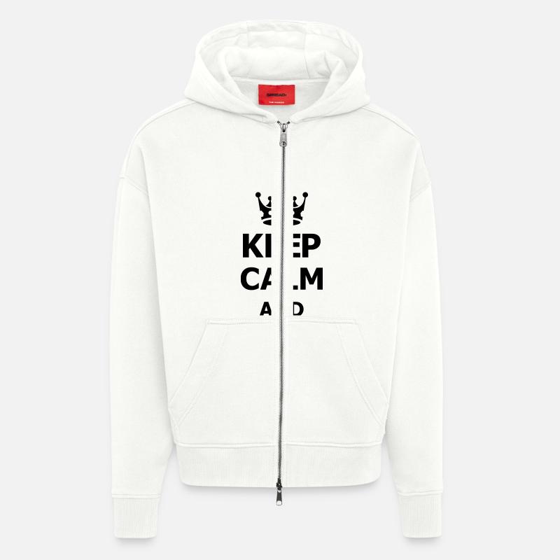 keep calm - Veste à capuche bio épaisse oversize fabriqué en UE - OFF WHITE