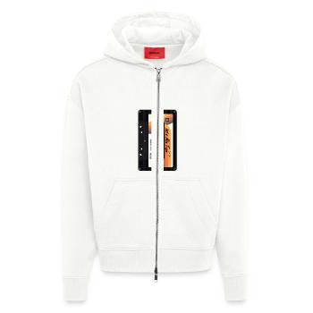Cassette Retro 80s + 90s - Veste à capuche bio épaisse oversize fabriqué en UE - OFF WHITE - Devant