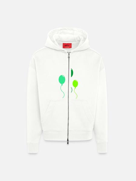 ballons - Veste à capuche bio épaisse oversize fabriqué en UE - OFF WHITE