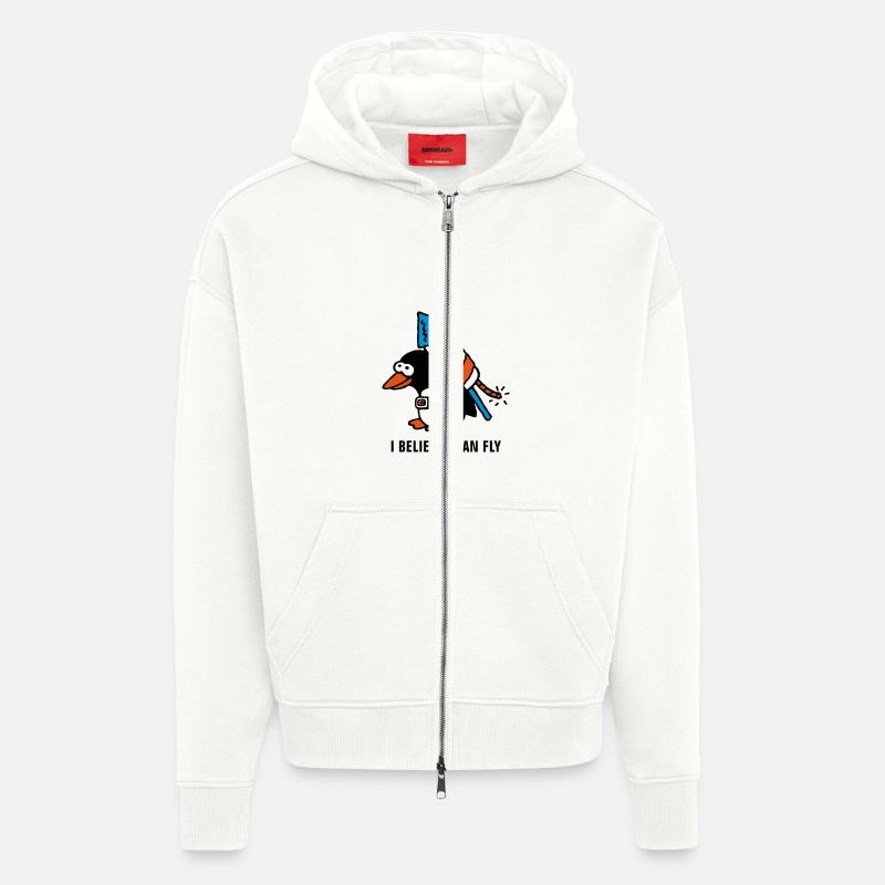 rocket_pinguin_white_b_3c - Veste à capuche bio épaisse oversize fabriqué en UE - OFF WHITE