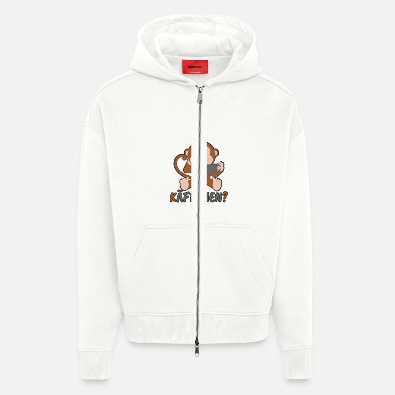 Cadeau de singe käffchen - Veste à capuche bio épaisse oversize fabriqué en UE - OFF WHITE