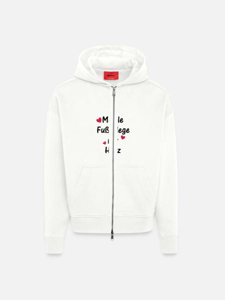 Mobile Fußpflege mit Herz - Zip Hoodie - made by SPREAD - OFF WHITE