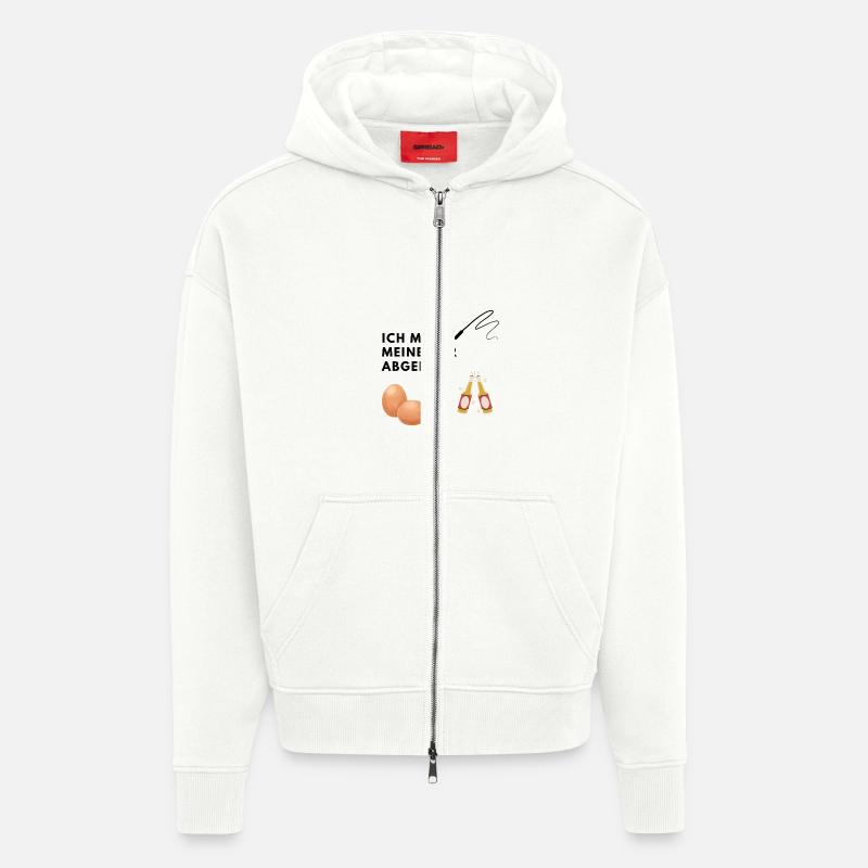 JGA, Eier abgeben, Peitsche, Bier - Zip Hoodie - made by SPREAD - OFF WHITE