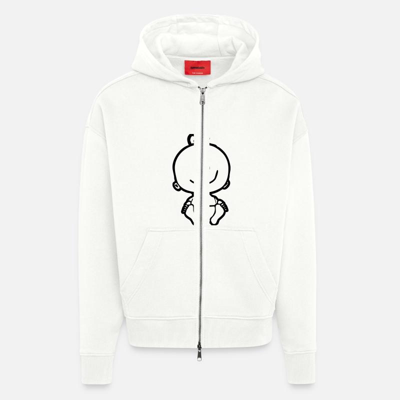 Pictogramme de Bébé - Veste à capuche bio épaisse oversize fabriqué en UE - OFF WHITE