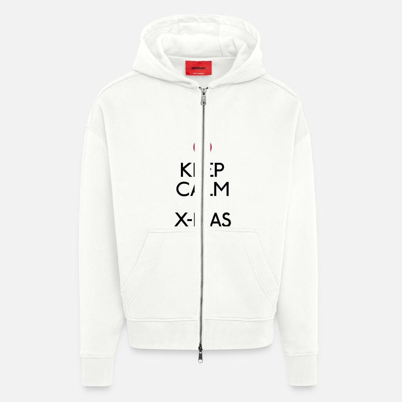 keep calm x-mas - Veste à capuche bio épaisse oversize fabriqué en UE - OFF WHITE