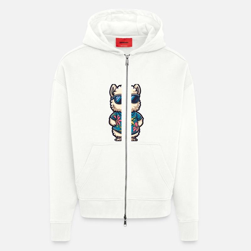 Alpaka Llama Comic Urlaub - Zip Hoodie - made by SPREAD - OFF WHITE