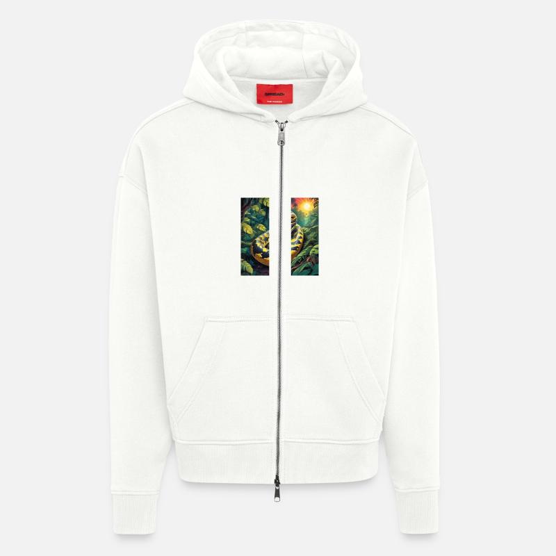 Serpent python - Veste à capuche bio épaisse oversize fabriqué en UE - OFF WHITE
