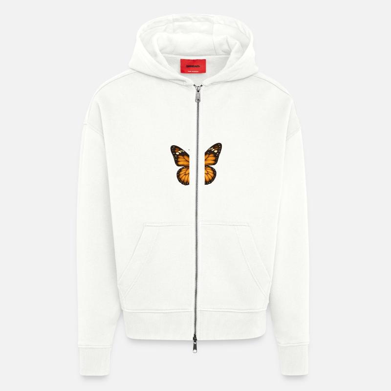 Monarch butterflies – delicate & majestic - Zip Hoodie - made by SPREAD - OFF WHITE