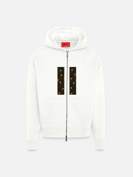 Tulip Pattern - Zip Hoodie - made by SPREAD - OFF WHITE