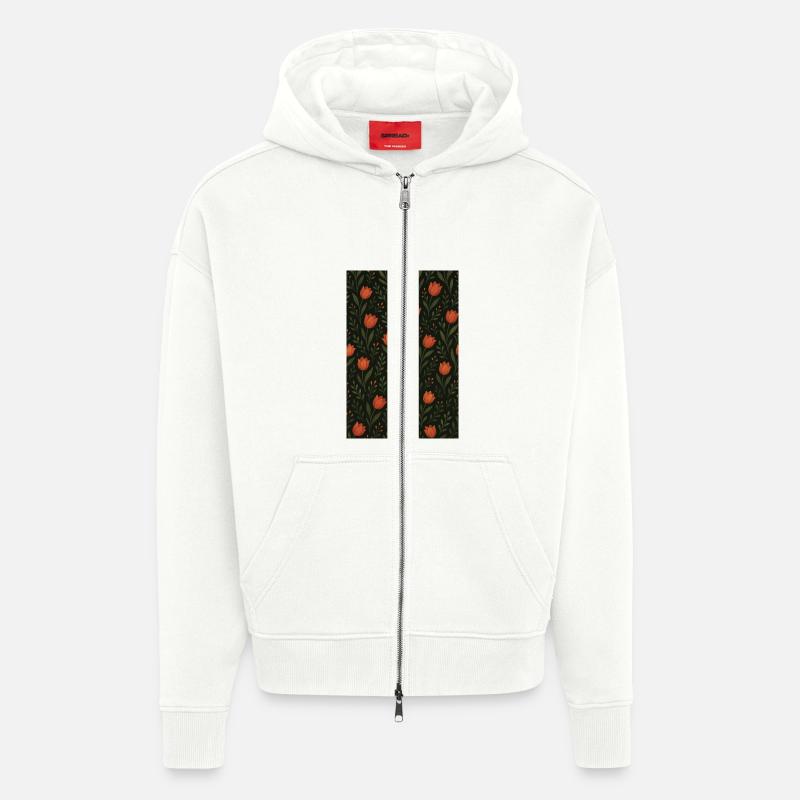 Tulip Pattern - Zip Hoodie - made by SPREAD - OFF WHITE