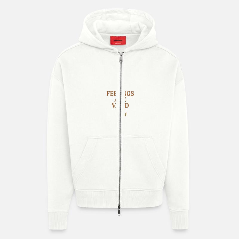 Les sentiments sont valables - Veste à capuche bio épaisse oversize fabriqué en UE - OFF WHITE