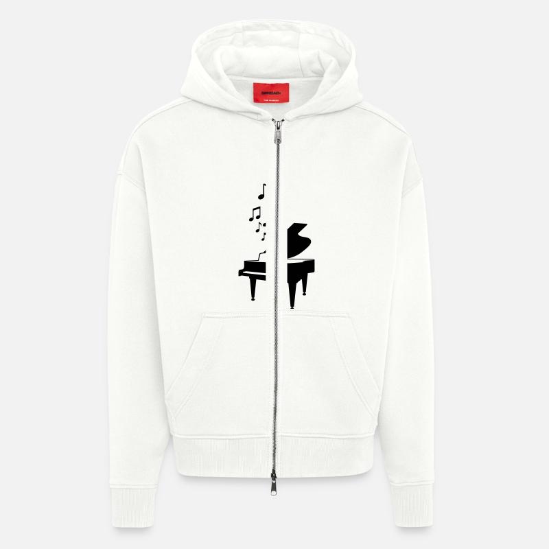 Piano Wing Music - Veste à capuche bio épaisse oversize fabriqué en UE - OFF WHITE