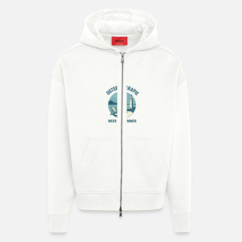 Ostseetherapie - Meer hilft immer - Zip Hoodie - made by SPREAD - OFF WHITE