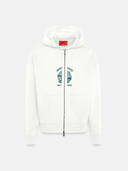 Nordseetherapie - Watt hilft immer - Zip Hoodie - made by SPREAD - OFF WHITE