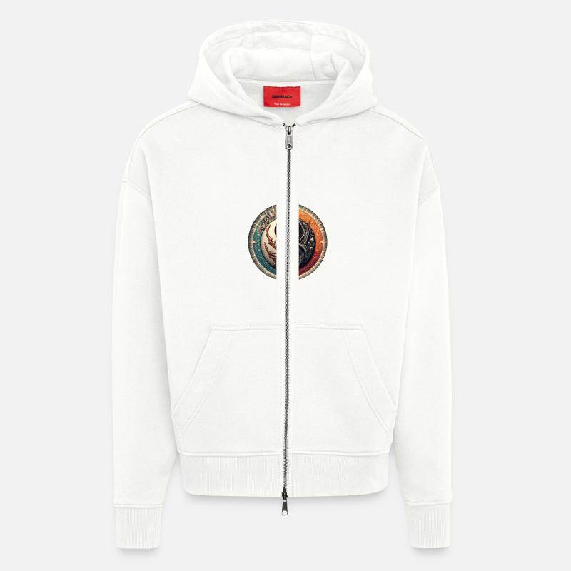 YinYangSkull - Zip Hoodie - made by SPREAD - OFF WHITE