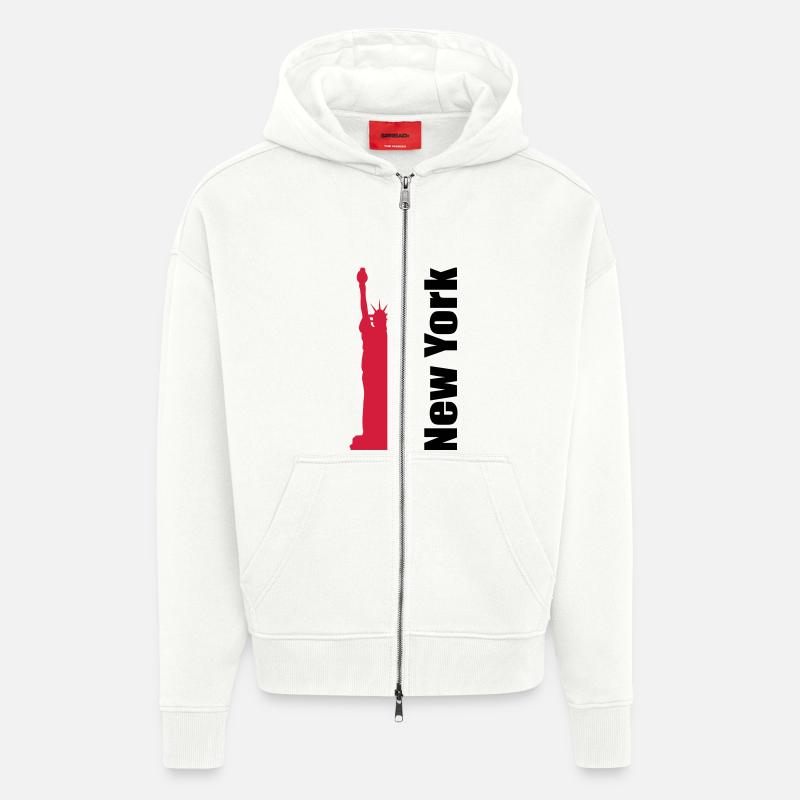 New York 1 - Veste à capuche bio épaisse oversize fabriqué en UE - OFF WHITE