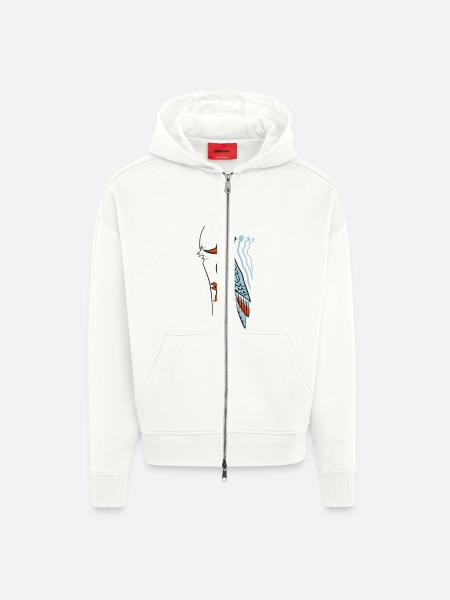 Specht hackt rum - Zip Hoodie - made by SPREAD - OFF WHITE