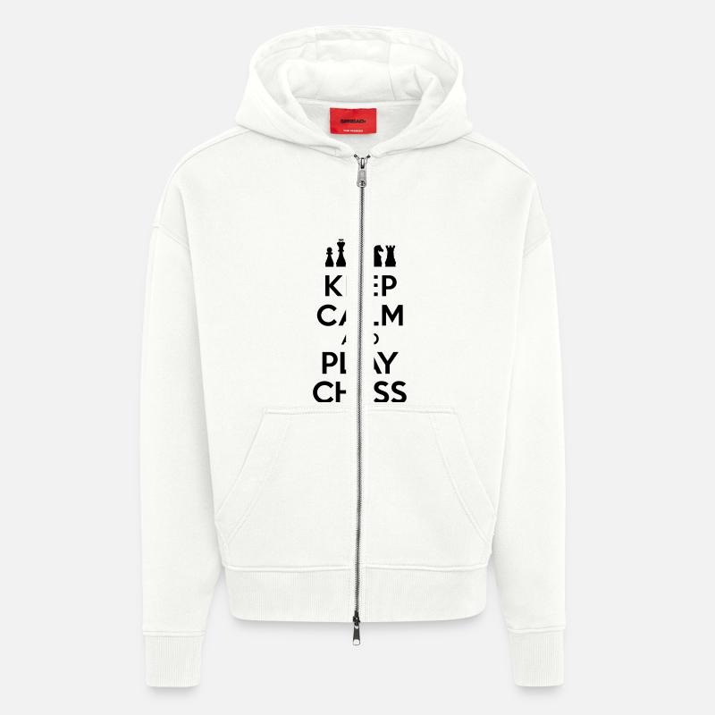 Keep calm and play Chess - Veste à capuche bio épaisse oversize fabriqué en UE - OFF WHITE