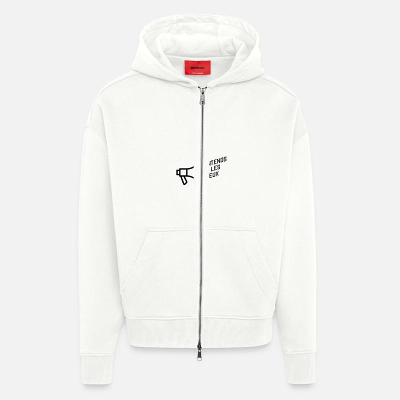 J'entends pas les rageux - Veste à capuche bio épaisse oversize fabriqué en UE - OFF WHITE