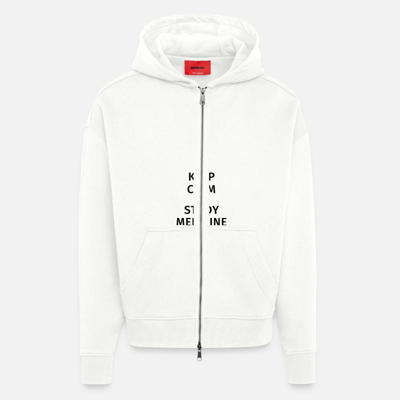 keep calm and study medicine - Veste à capuche bio épaisse oversize fabriqué en UE - OFF WHITE