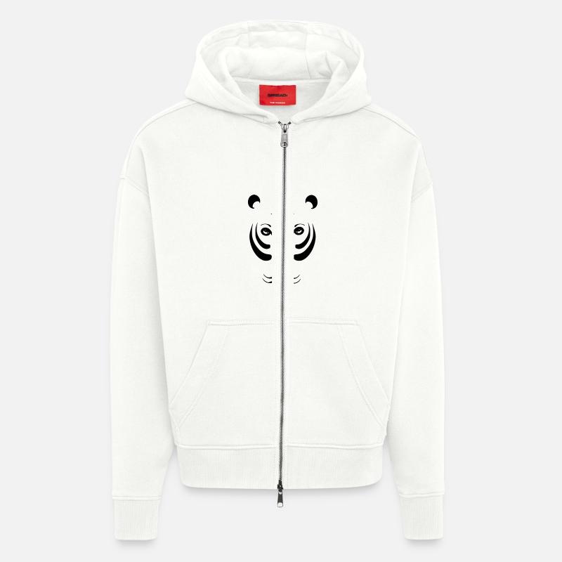 Lioness noir et withe - Veste à capuche bio épaisse oversize fabriqué en UE - OFF WHITE