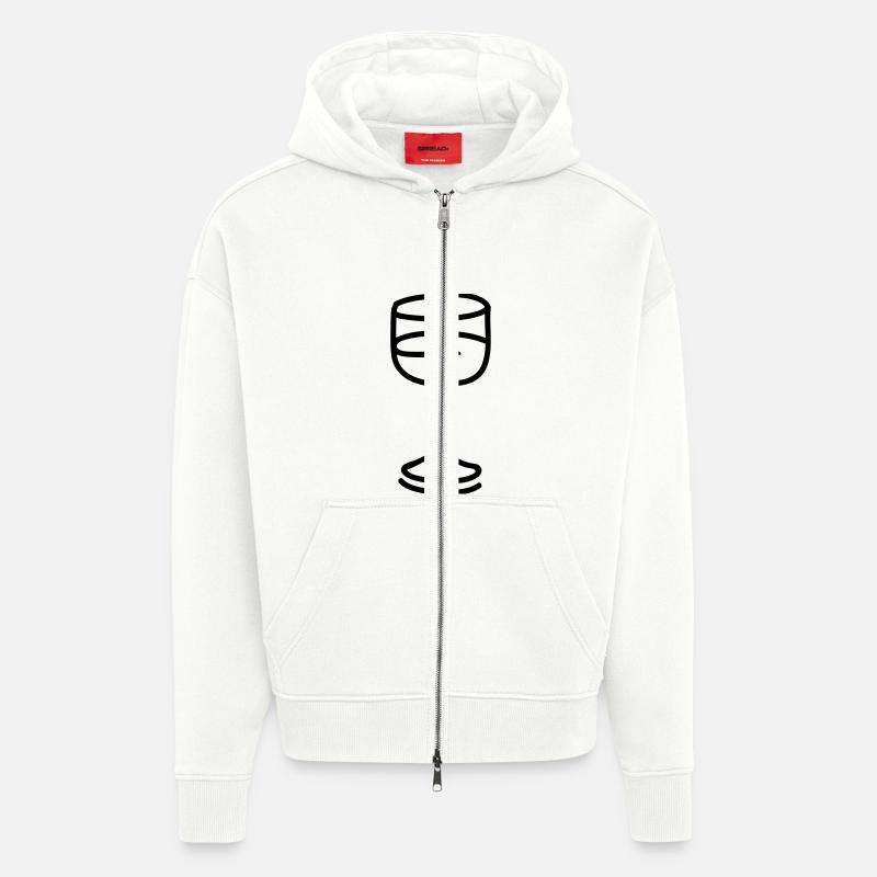 Weinglas - line - Zip Hoodie - made by SPREAD - OFF WHITE