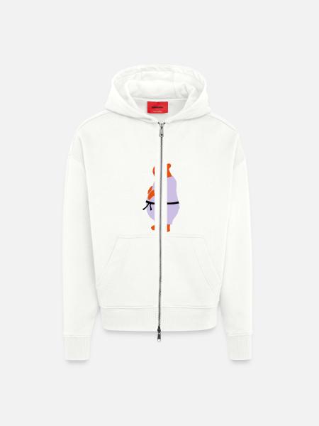 taekwondo bear - Zip Hoodie - made by SPREAD - OFF WHITE