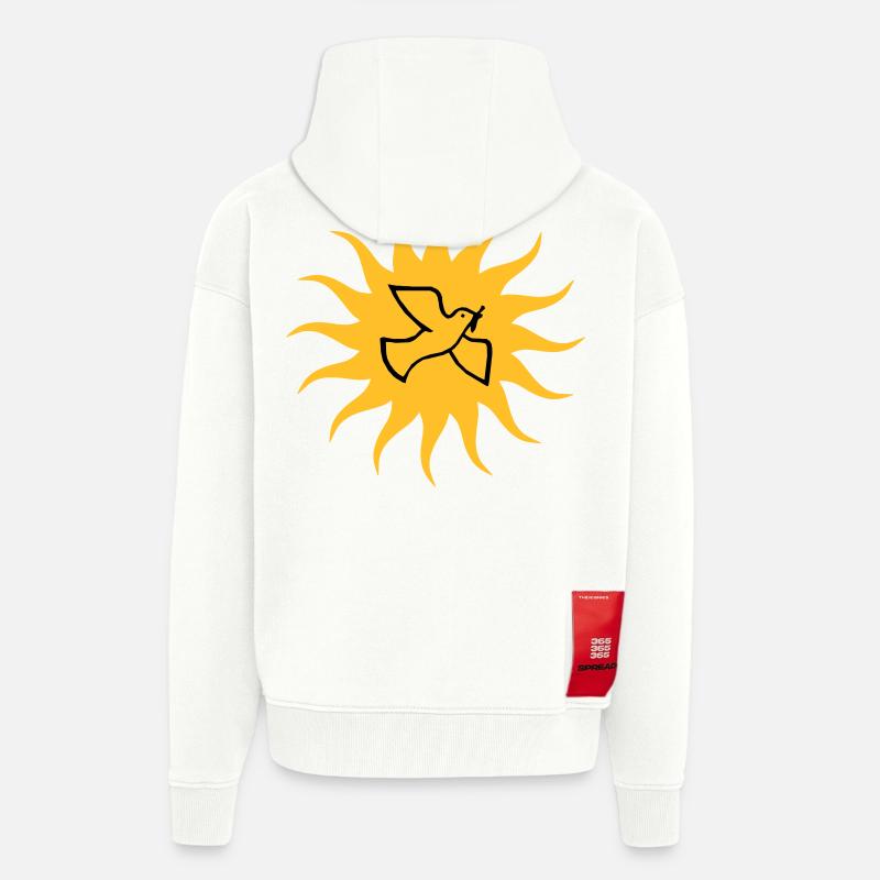 Colombe de la paix Sun - Veste à capuche bio épaisse oversize fabriqué en UE - OFF WHITE