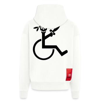 Pirate en fauteuil roulant # - Veste à capuche bio épaisse oversize fabriqué en UE - OFF WHITE - Dos