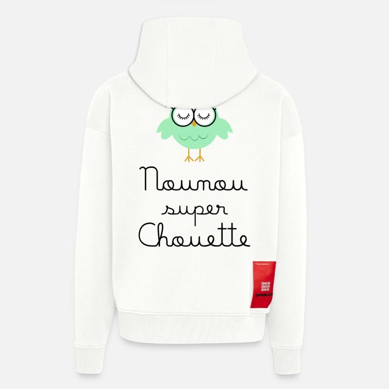 Kindermädchen große Eule - Zip Hoodie - made by SPREAD - OFF WHITE