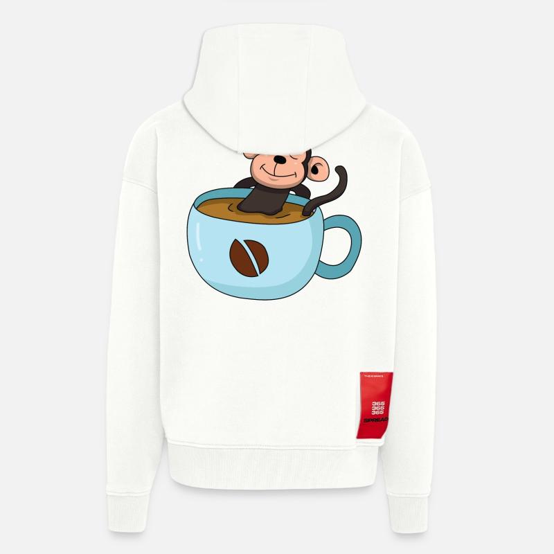 Kaffee-Äffchen - Zip Hoodie - made by SPREAD - OFF WHITE
