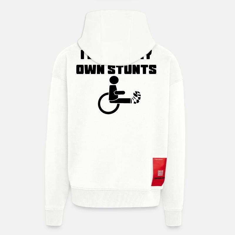 Rollstuhlfahrer mit Bein in Gips # - Zip Hoodie - made by SPREAD - OFF WHITE