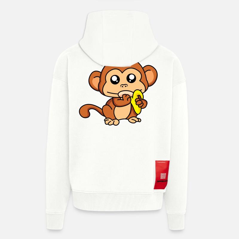 Singe repas - design - Veste à capuche bio épaisse oversize fabriqué en UE - OFF WHITE