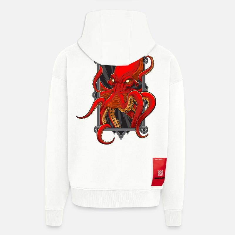 Pieuvres - Veste à capuche bio épaisse oversize fabriqué en UE - OFF WHITE