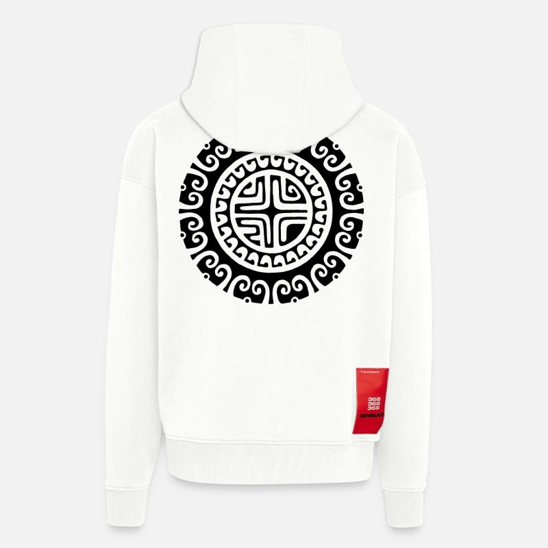 Schwarze Blume von Polynesien - Zip Hoodie - made by SPREAD - OFF WHITE